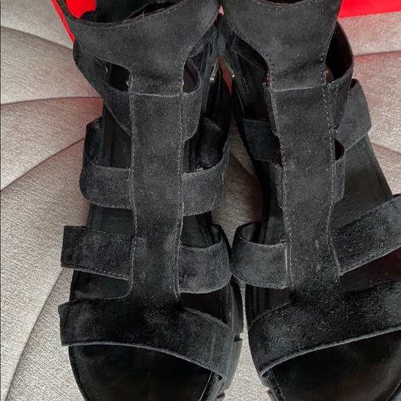 Wishbone Gioia Black Wedge Sandal - Suede - Picture 6 of 10